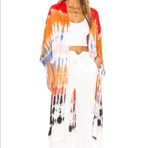 Young, Fabulous & Broke Kana Kimono in Red Rainbow Wash YFB